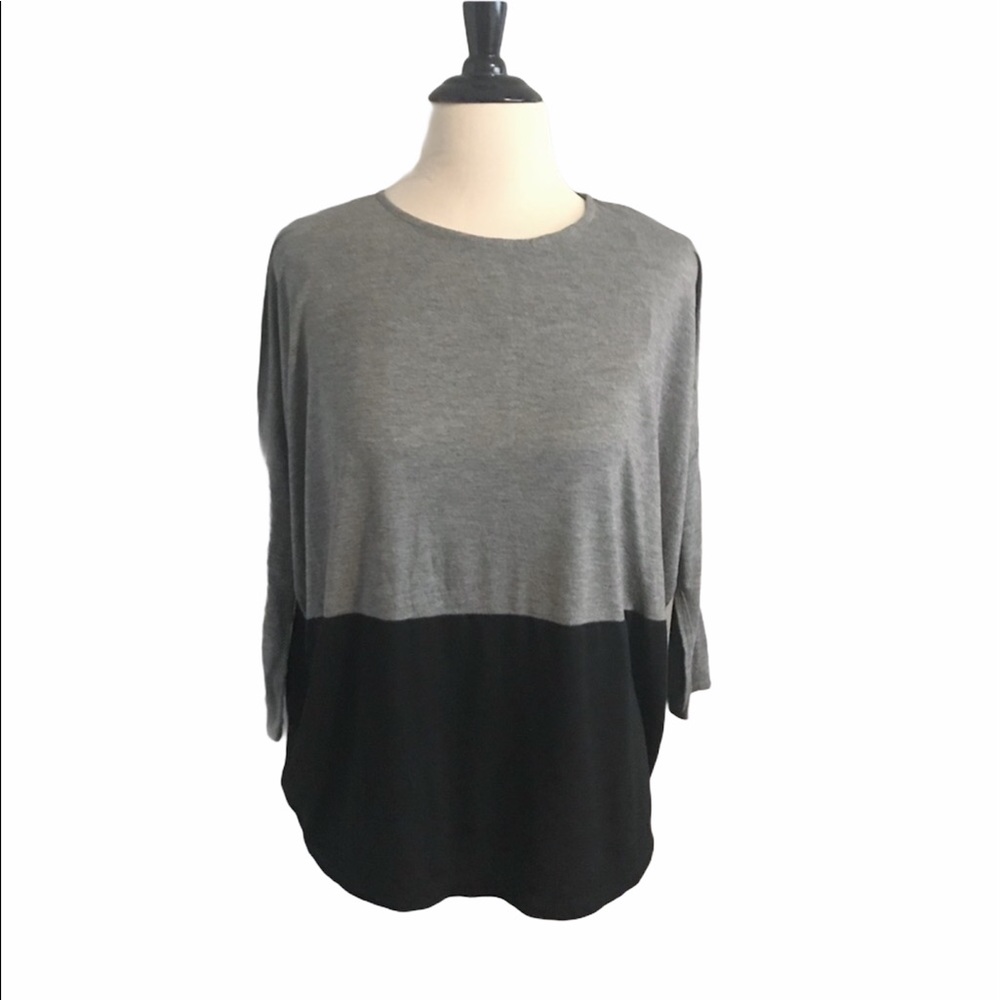 Zara W&B Collection Gray Black Top - Picture 1 of 2